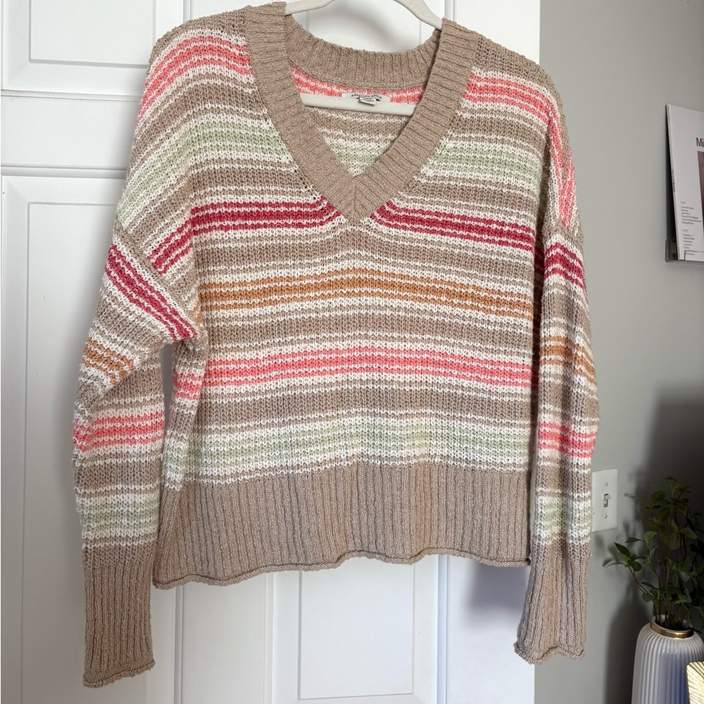 American Eagle Outfitters V-Neck Striped Sweater